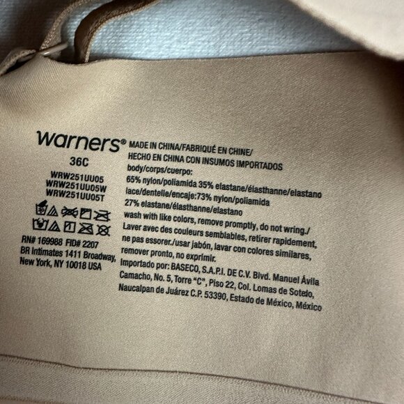 Warners Blissful Benefits Underarm Smoothing T Shirt Bra 36C Unlined Floral - Picture 7 of 7